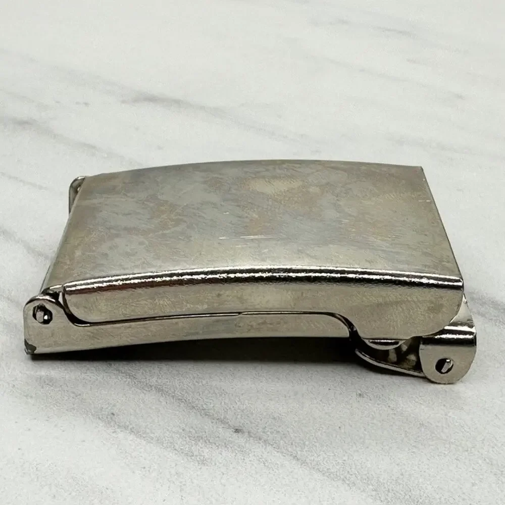 Silver Tone Web Clamp Military Style Slide Belt Buckle Simple Basic Unisex ✨